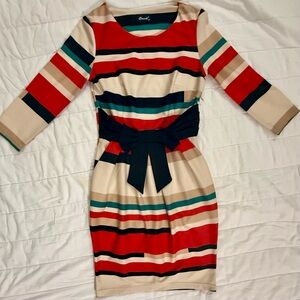 Charlotte Striped Bow-Waist Dress – Size 36 (US S/M)